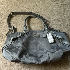 Silver fabric coach bag